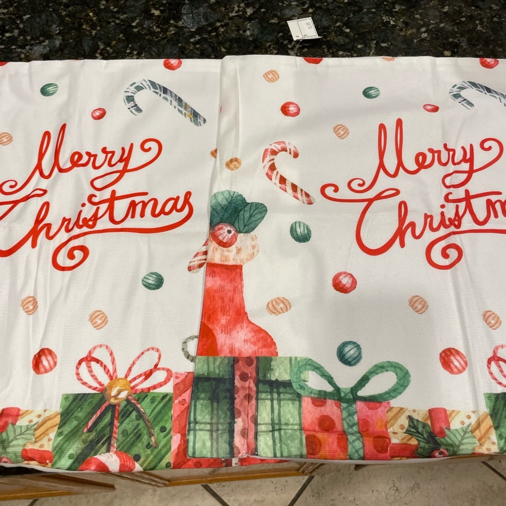 New Merry Christmas Pillow Covers Set of Two.Fits 18”x 18”Pillow. Zipper Closure